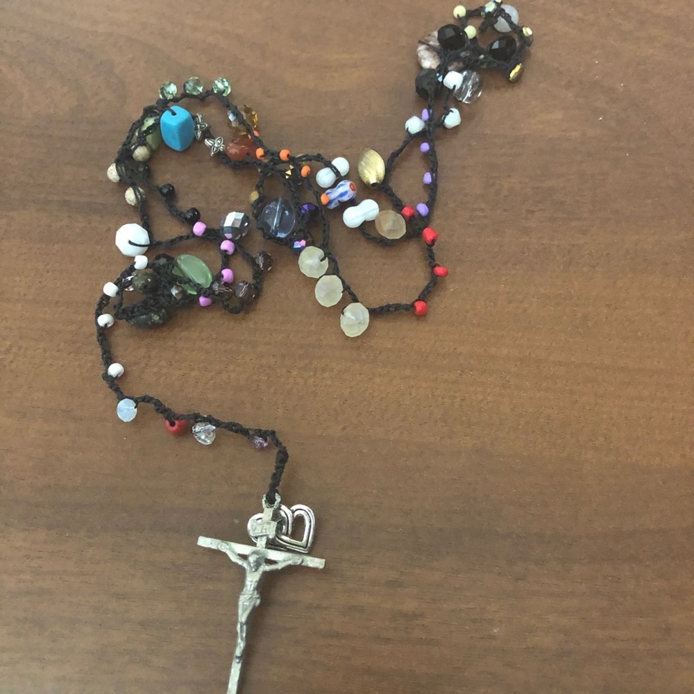 Handmade Crocheted 🧶 Necklace with Cross
